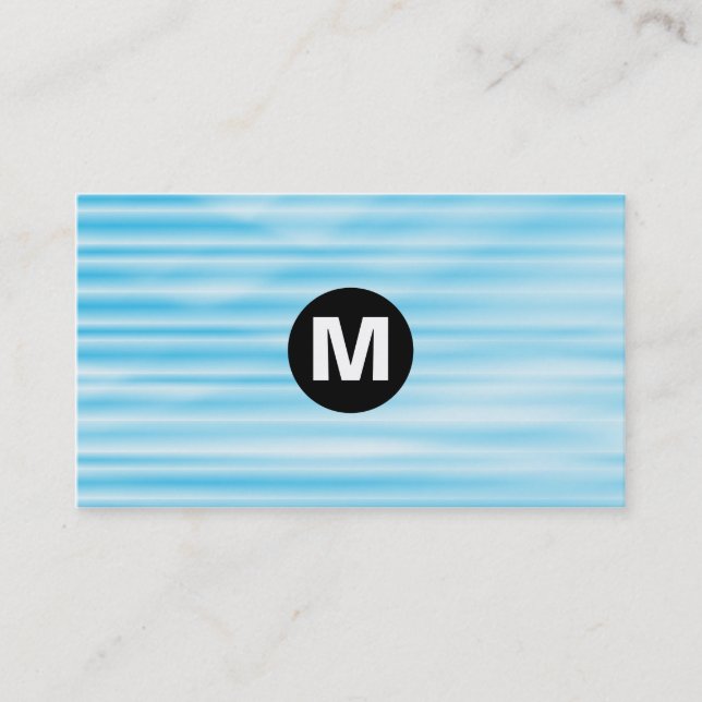 Cartão De Visita Monograma da Mancha Central - Ripple Azul (Frente)