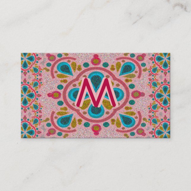 Cartão De Visita Monograma da mandala (Frente)