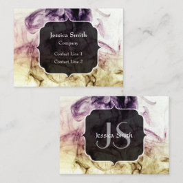 Cartão De Visita Monograma de Abstrato de poeira Enfumaçado castanh