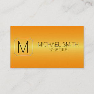 Cartão De Visita Monograma de aço inoxidável luxuoso alaranjado d
