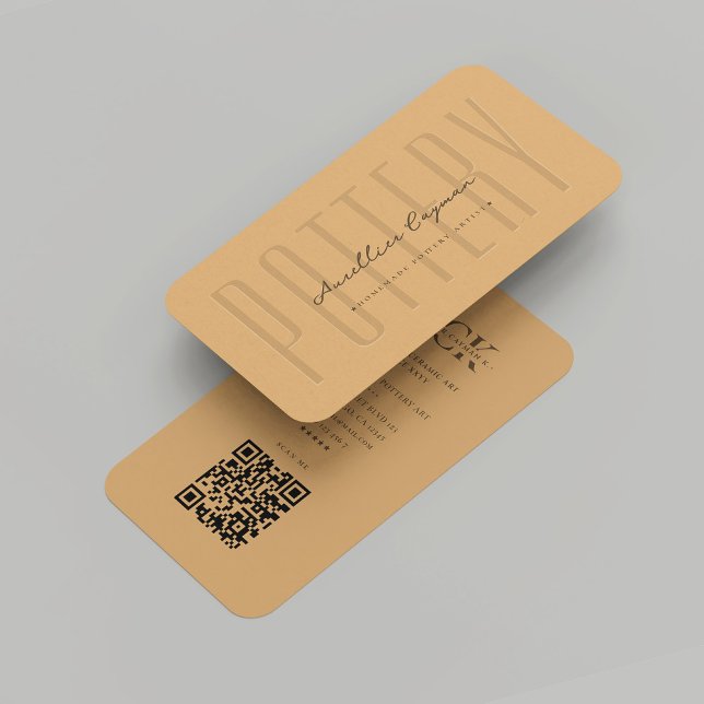Cartão De Visita Monograma de Açúcar Marrom, Artista Cerâmico Moder (Modern Pottery Ceramic Artist Brown Sugar Monogram Business Card
)