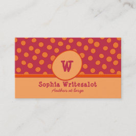 Cartão De Visita Monograma de amora e padrão de laranja
