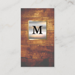 Cartão De Visita Monograma de Banner Dourado de Prata Metálica  Ma