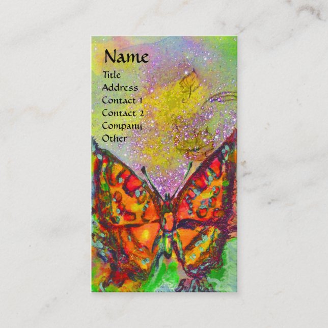 Cartão De Visita Monograma de borboletas DOURADAS AMARELAS (Frente)