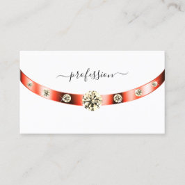 Cartão De Visita Monograma de Bordas Douradas Branco e Rosa