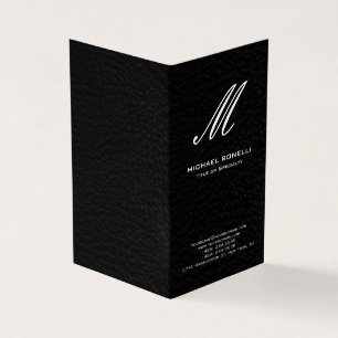Cartão De Visita Monograma de caligrafia preto e branco elegante e