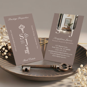 Cartão De Visita Monograma de chave elegante minimalista Arco sofis