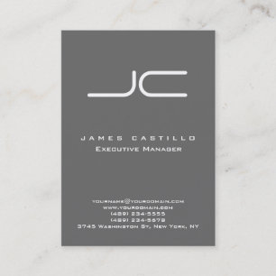 Cartão De Visita Monograma de Cinza de Escuro Moderno Profissional