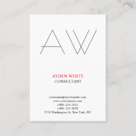 Cartão De Visita Monograma de cinzas brancas, simples e simples, pr