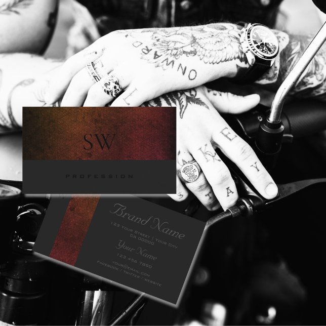 Cartão De Visita Monograma de Cinzas Escuras de Padrão de Gradiente (Criador carregado)