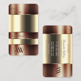 Cartão De Visita Monograma de cobertura de cobre com líquido bege