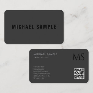 Cartão De Visita Monograma de Código QR Profissional Elegante Moder
