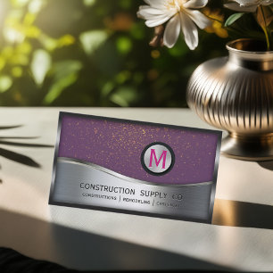 Cartão De Visita Monograma de construção LOGO Silver Metal Puro