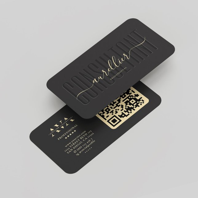 Cartão De Visita Monograma de consultor profissional moderno Dourad (Modern Professional Consultant Monogram Black Gold Business Card
)