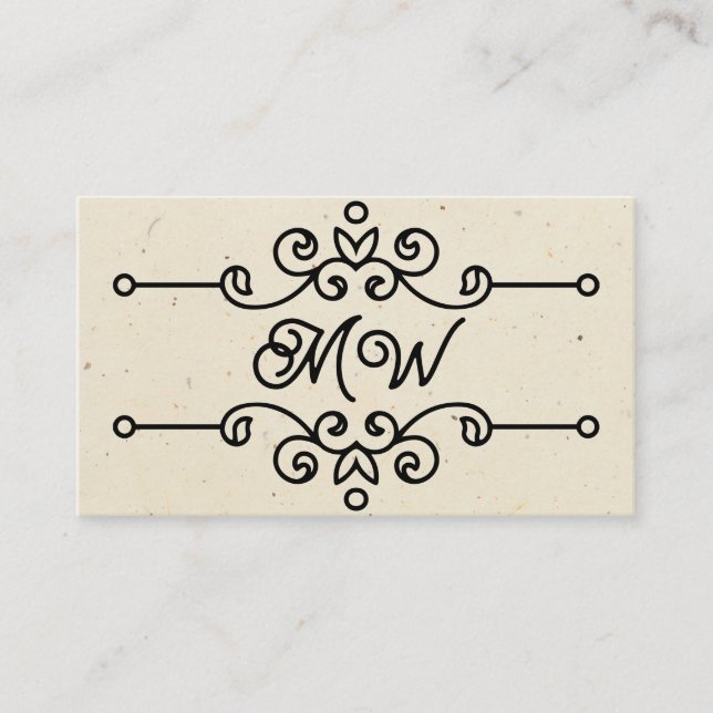 Cartão De Visita Monograma de Elegante Simples (Frente)