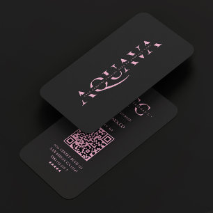 Cartão De Visita Monograma de empresa estética rosa preto