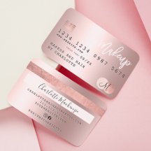 Monograma de folhas metálicas rosa de ouro de cart