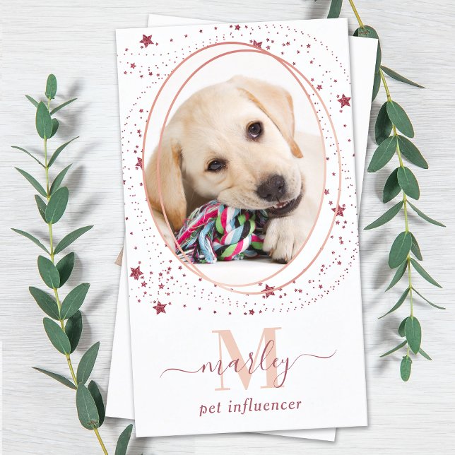 Cartão De Visita Monograma de Foto de Mídia Social Elegante Rosa Do (Criador carregado)