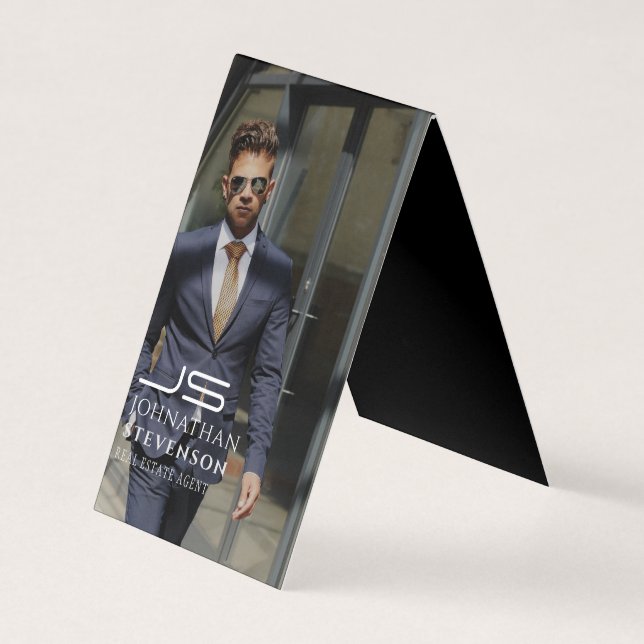 Cartão De Visita Monograma de Fotografia Branca e Preto Profissiona (Frente)