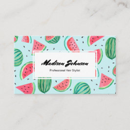 Cartão De Visita Monograma de Fruta Melancia Personalizado | Cartõe