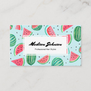 Cartão De Visita Monograma de Fruta Melancia Personalizado   Cartõe