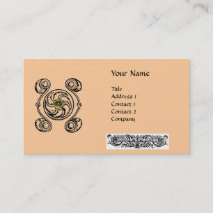 Cartão De Visita Monograma de Gemstone de Desenho Celta, Cor-de-Ros