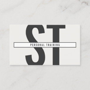 Cartão De Visita Monograma de grandes iniciais em Cinza e preto