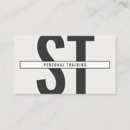 Cartão De Visita Monograma de grandes iniciais em Cinza e preto