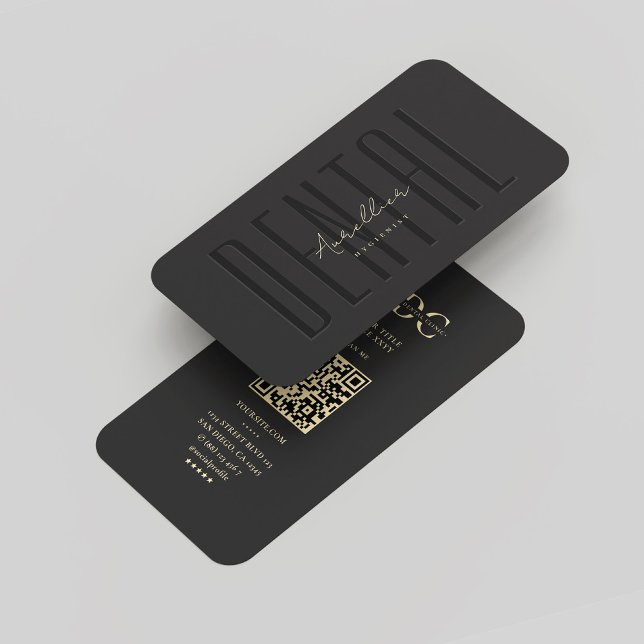 Cartão De Visita Monograma de Higienista Dental Dourado Moderno (Monogram Dental Hygienist Black Gold Modern Business Card
)