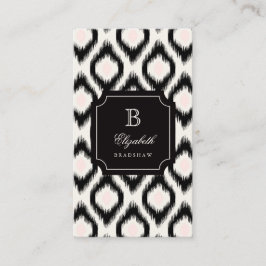 Cartão De Visita Monograma de Ikat de Diamante Preto-na moda Chic