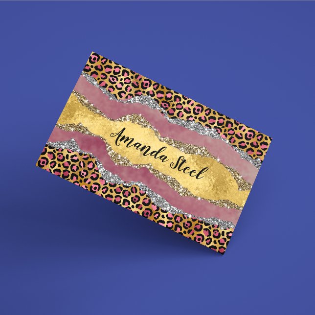 Cartão De Visita Monograma de impressão digital elegante de rosa co (Criador carregado)