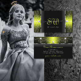 Cartão De Visita Monograma de Jovens Pretas e Amarelas na moda