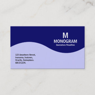 Cartão De Visita Monograma de meia onda - Azul Marinho com Azul Pó