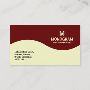 Cartão De Visita Monograma de meia onda - Creme com Maroon escuro 6