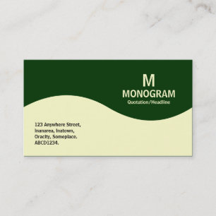 Cartão De Visita Monograma de meia onda - Creme com verde escuro 00