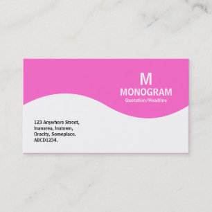 Cartão De Visita Monograma de meia onda - Ff66CC rosa