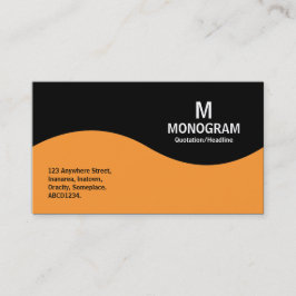 Cartão De Visita Monograma de meia onda - Laranja claro com preto