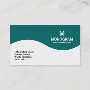 Cartão De Visita Monograma de meia onda - verde 006666 da cerceta