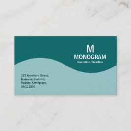 Cartão De Visita Monograma de meia-onda - Verde azul e Teal 006666