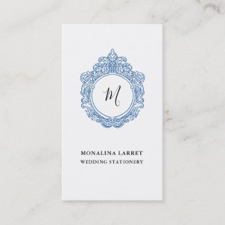 Cartão De Visita Monograma de Moldura Ornamental Elegante