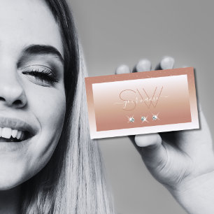 Cartão De Visita Monograma de Ombros Espelhos de Ouros Brancos de L