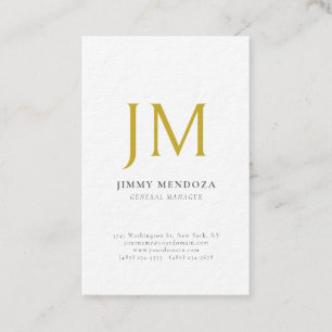 Cartão De Visita Monograma de Ouro Minimalista Moderno em Papel Lux