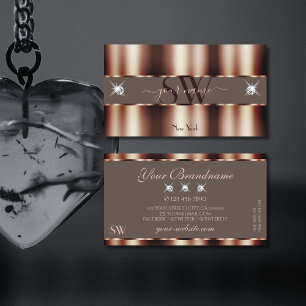 Cartão De Visita Monograma de Ouros Castanhos Castanhos Dourados de