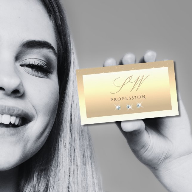 Cartão De Visita Monograma de Ouros de Ombre de Creme de Luxo (Criador carregado)