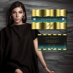 Cartão De Visita Monograma de Ouros Pretos Estimulantes Dourados de