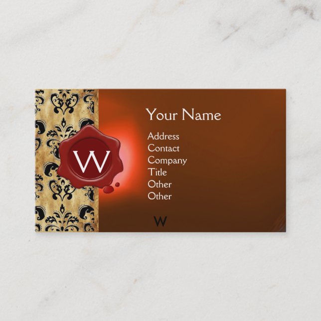 CARTÃO DE VISITA MONOGRAMA DE PARCHES DE SEAL DE CERA (Frente)