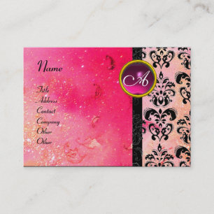 Cartão De Visita MONOGRAMA DE PINCO DOURADO ESPUMANDO, Fúchsia