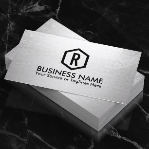 Cartão De Visita Monograma de prata moderno do instrutor da