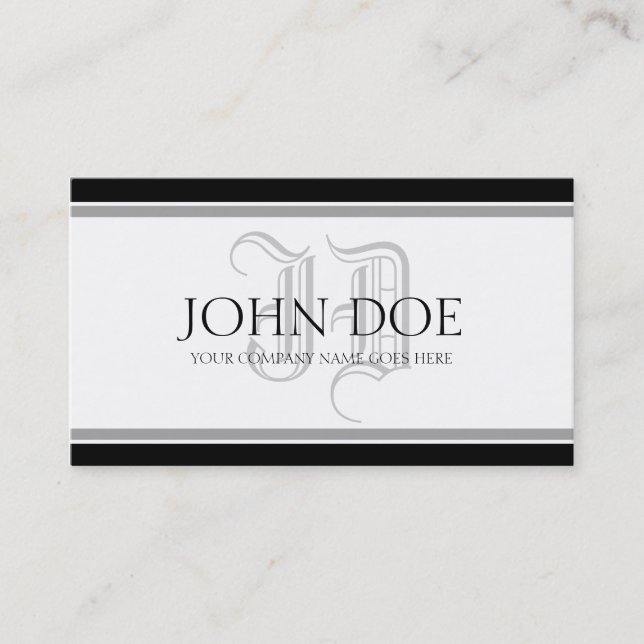 Cartão De Visita Monograma de prata romano de YourJobTitle (Frente)