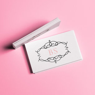 Cartão De Visita Monograma de Quadro Preto de Boho Elegante Moderno